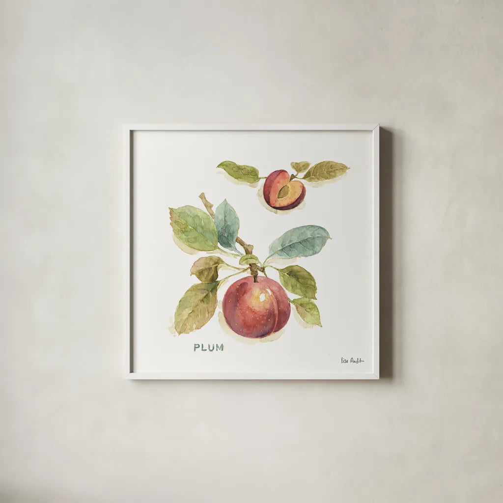 Orchard Bloom IV by Lisa Audit. Shown in a crisp white glass frame for a clean and minimalist style. Available as an archival giclee rolled canvas, fine art paper, or poster print. SKU 21740a.