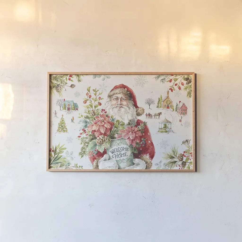 Our Christmas Story I by Lisa Audit. shown as a paper print in a natural frame. Available as a archival giclee rolled canvas, fine art paper, or poster print. SKU 47730i.