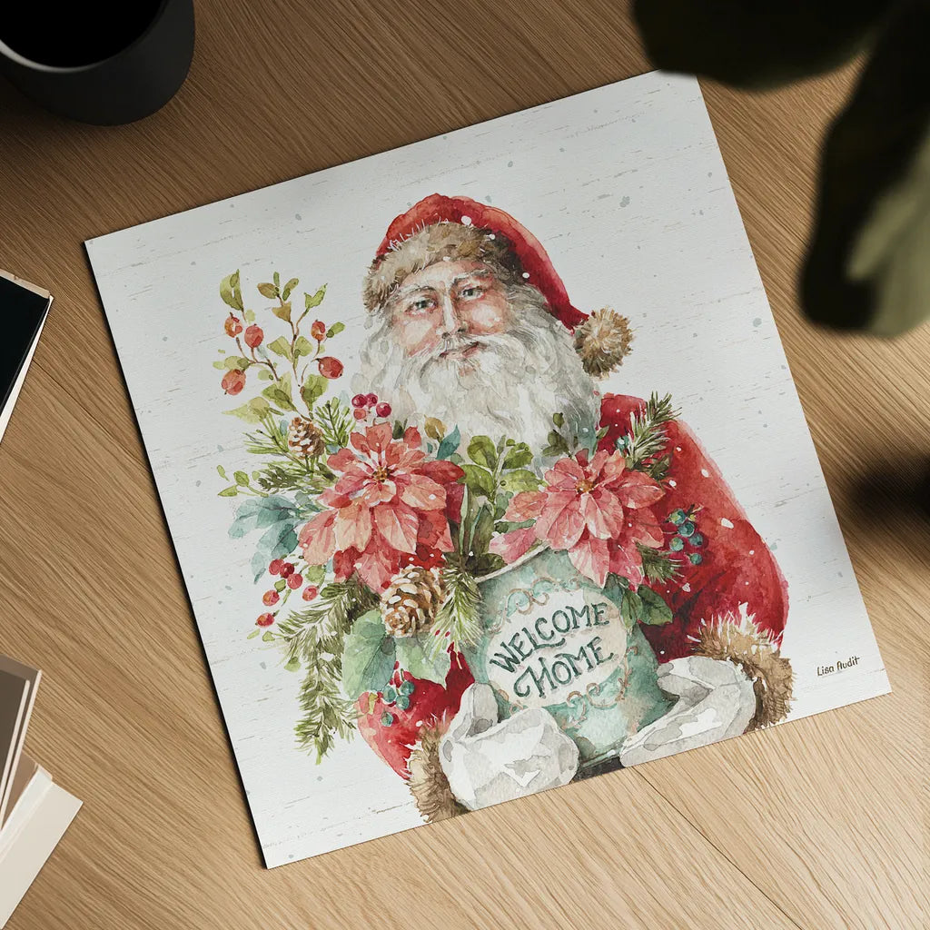 Our Christmas Story II Birch Background by Lisa Audit. Shown as a detailed flat fine art print, highlighting archival giclee quality. Available as an archival giclee rolled canvas, fine art paper, or poster print. SKU 47918a.