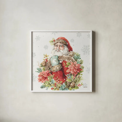Our Christmas Story III by Lisa Audit. Shown in a crisp white glass frame for a clean and minimalist style. Available as an archival giclee rolled canvas, fine art paper, or poster print. SKU 47732a.