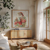 Our Christmas Story III by Lisa Audit. Shown in a natural wood frame in a cozy modern living room. Available as an archival giclee rolled canvas, fine art paper, or poster print. SKU 47732a.