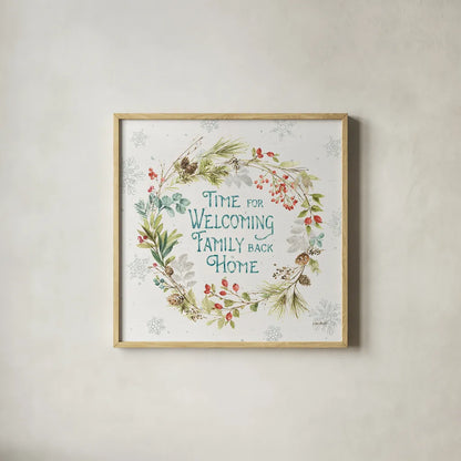 Our Christmas Story IX by Lisa Audit. Shown in a natural wood glass frame for a timeless modern aesthetic. Available as an archival giclee rolled canvas, fine art paper, or poster print. SKU 47738a.