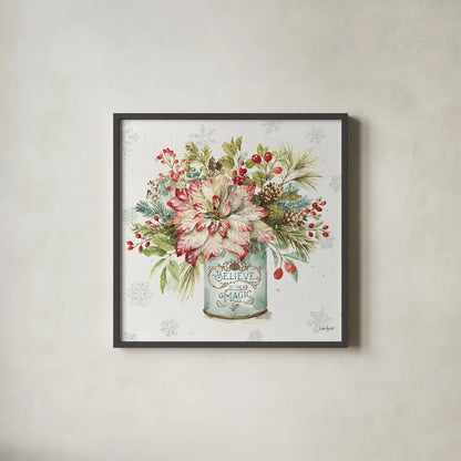 Our Christmas Story V by Lisa Audit. Shown in a sleek black glass frame for a contemporary gallery look. Available as an archival giclee rolled canvas, fine art paper, or poster print. SKU 47734a.