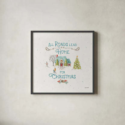 Our Christmas Story X by Lisa Audit. Shown in a sleek black glass frame for a contemporary gallery look. Available as an archival giclee rolled canvas, fine art paper, or poster print. SKU 47739a.