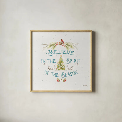 Our Christmas Story XIII by Lisa Audit. Shown in a natural wood glass frame for a timeless modern aesthetic. Available as an archival giclee rolled canvas, fine art paper, or poster print. SKU 47742a.
