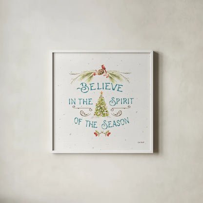 Our Christmas Story XIII by Lisa Audit. Shown in a crisp white glass frame for a clean and minimalist style. Available as an archival giclee rolled canvas, fine art paper, or poster print. SKU 47742a.
