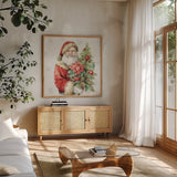 Our Christmas Story XIV by Lisa Audit. Shown in a natural wood frame in a cozy modern living room. Available as an archival giclee rolled canvas, fine art paper, or poster print. SKU 82084a.
