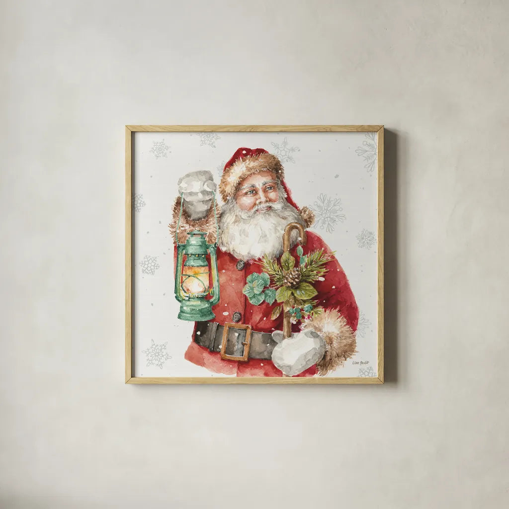 Our Christmas Story XV by Lisa Audit. Shown in a natural wood glass frame for a timeless modern aesthetic. Available as an archival giclee rolled canvas, fine art paper, or poster print. SKU 82085a.