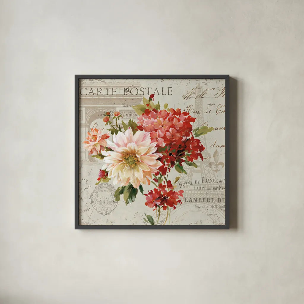 PS Je Taime Light I by Lisa Audit. Shown in a sleek black glass frame for a contemporary gallery look. Available as an archival giclee rolled canvas, fine art paper, or poster print. SKU 13478a.