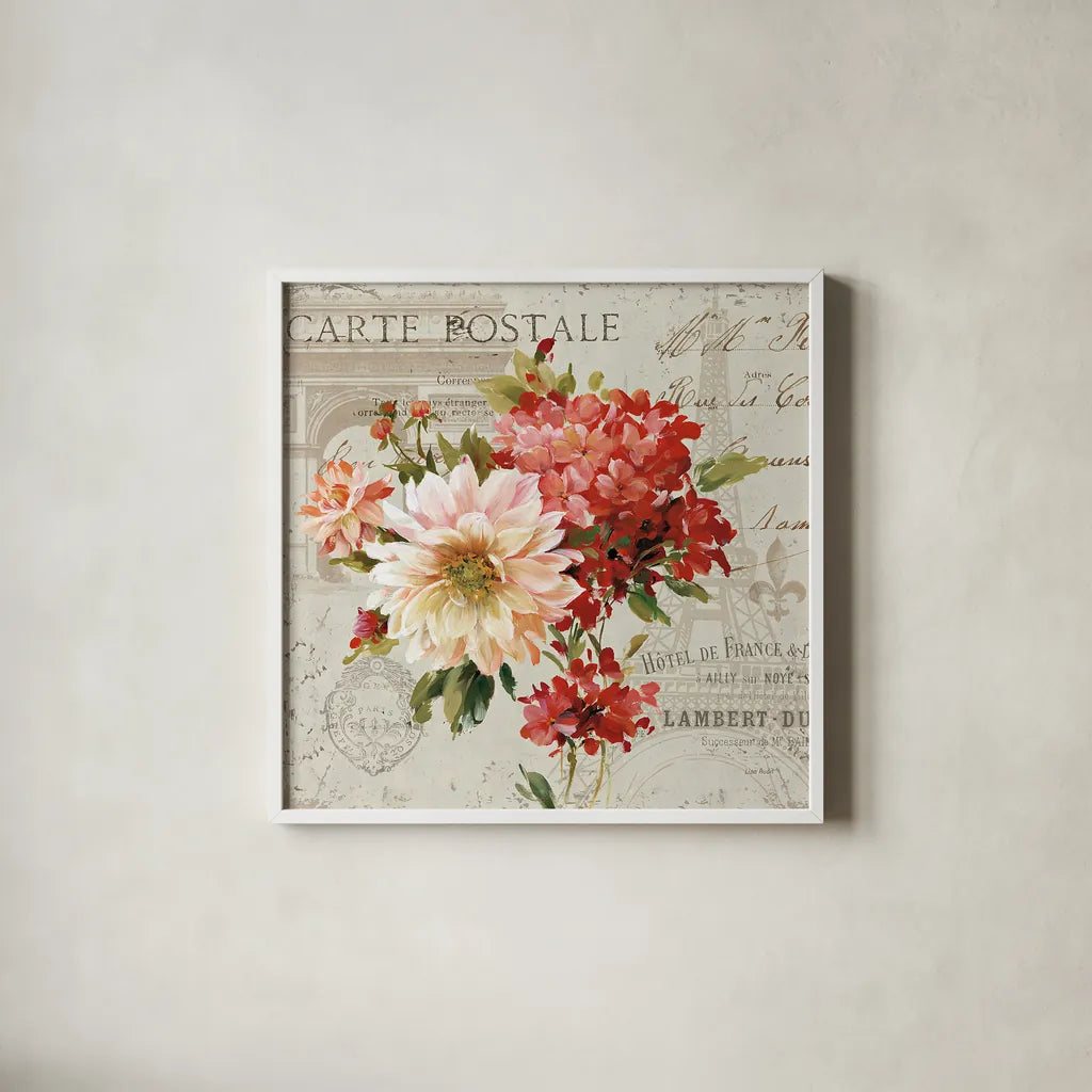 PS Je Taime Light I by Lisa Audit. Shown in a crisp white glass frame for a clean and minimalist style. Available as an archival giclee rolled canvas, fine art paper, or poster print. SKU 13478a.