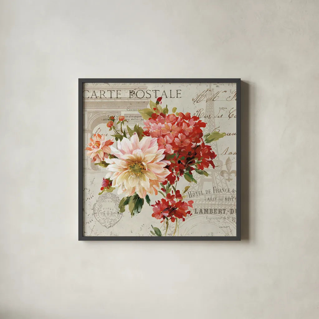 PS Je Taime Light I by Lisa Audit. Shown in a sleek black glass frame for a contemporary gallery look. Available as an archival giclee rolled canvas, fine art paper, or poster print. SKU 14177a.