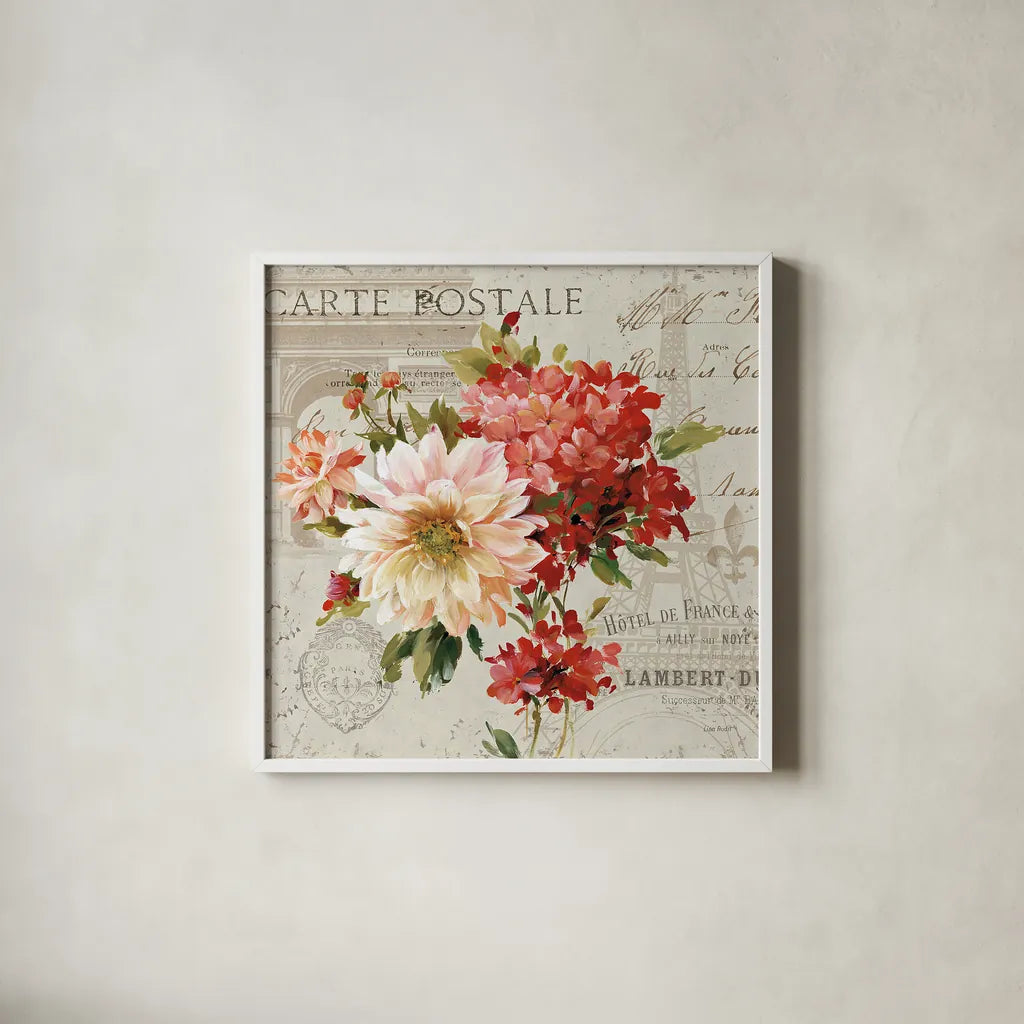 PS Je Taime Light I by Lisa Audit. Shown in a crisp white glass frame for a clean and minimalist style. Available as an archival giclee rolled canvas, fine art paper, or poster print. SKU 14177a.