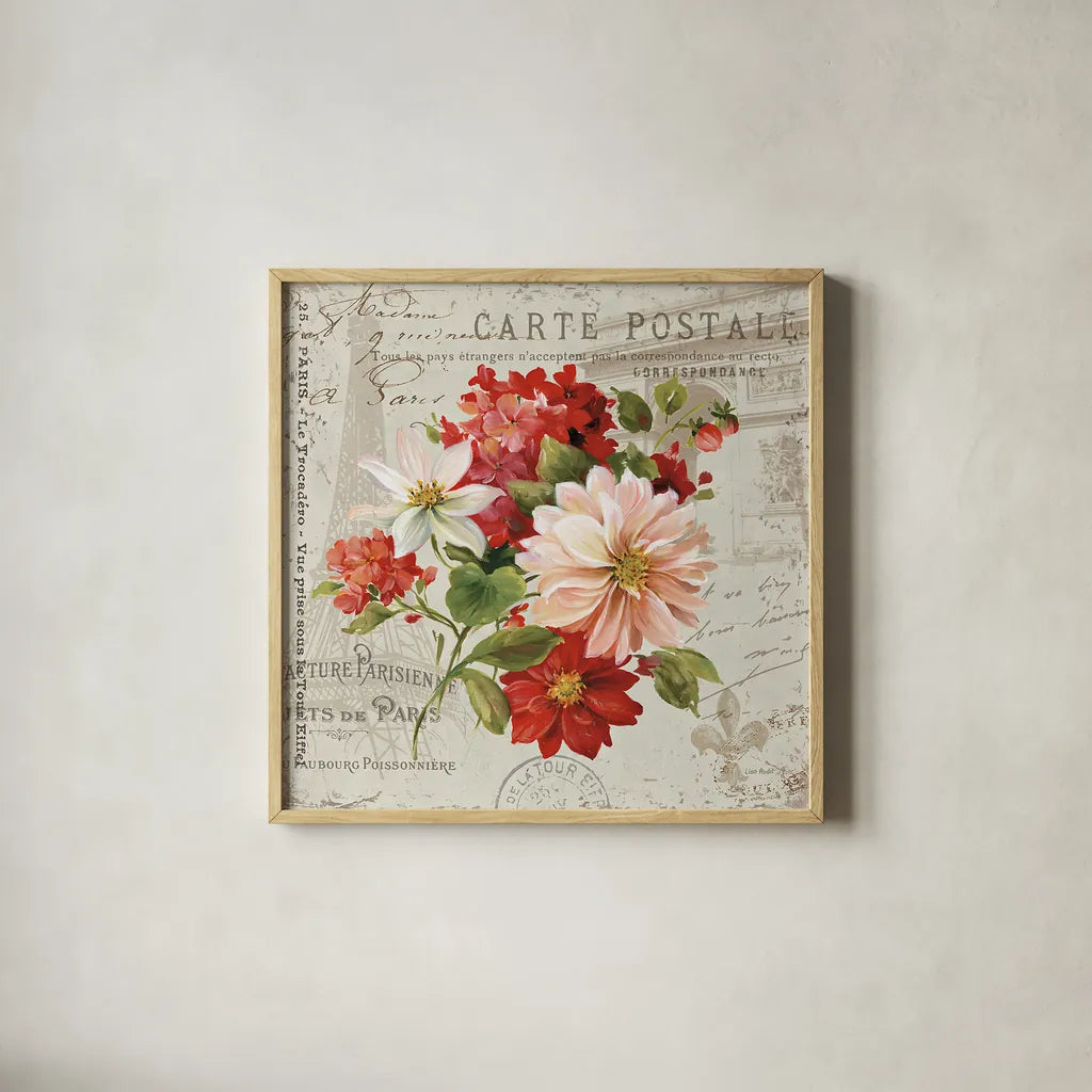 PS Je Taime Light II by Lisa Audit. Shown in a natural wood glass frame for a timeless modern aesthetic. Available as an archival giclee rolled canvas, fine art paper, or poster print. SKU 13479a.