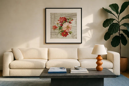 PS Je Taime Light II by Lisa Audit. Displayed in a glass frame with matte in a clean modern living room. Available as an archival giclee rolled canvas, fine art paper, or poster print. SKU 13479a.