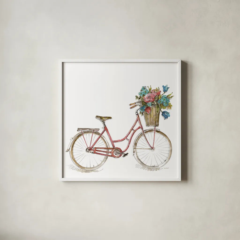 Paris Forever II v2 White by Lisa Audit. Shown in a crisp white glass frame for a clean and minimalist style. Available as an archival giclee rolled canvas, fine art paper, or poster print. SKU 52915a.