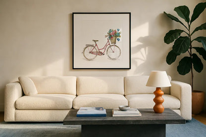 Paris Forever II v2 White by Lisa Audit. Displayed in a glass frame with matte in a clean modern living room. Available as an archival giclee rolled canvas, fine art paper, or poster print. SKU 52915a.