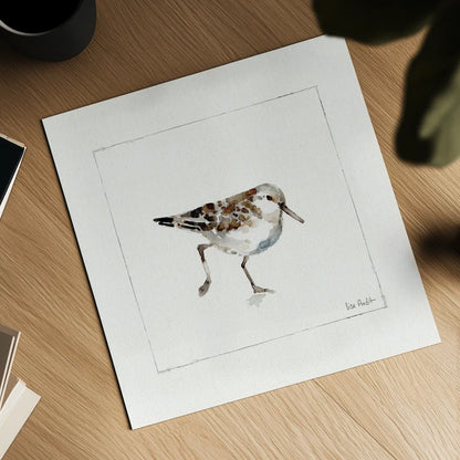 Pebbles and Sandpipers II No Words by Lisa Audit. Shown as a detailed flat fine art print, highlighting archival giclee quality. Available as an archival giclee rolled canvas, fine art paper, or poster print. SKU 79487a.