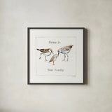 Pebbles and Sandpipers III by Lisa Audit. Shown in a sleek black glass frame for a contemporary gallery look. Available as an archival giclee rolled canvas, fine art paper, or poster print. SKU 17345a.