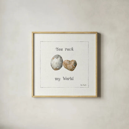 Pebbles and Sandpipers V by Lisa Audit. Shown in a natural wood glass frame for a timeless modern aesthetic. Available as an archival giclee rolled canvas, fine art paper, or poster print. SKU 17990a.