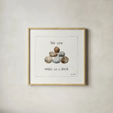 Pebbles and Sandpipers VI by Lisa Audit. Shown in a natural wood glass frame for a timeless modern aesthetic. Available as an archival giclee rolled canvas, fine art paper, or poster print. SKU 17991a.
