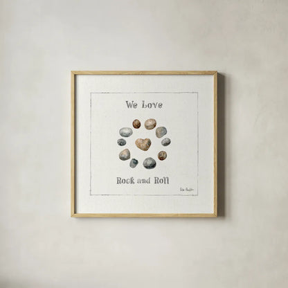 Pebbles and Sandpipers VIII by Lisa Audit. Shown in a natural wood glass frame for a timeless modern aesthetic. Available as an archival giclee rolled canvas, fine art paper, or poster print. SKU 17993a.