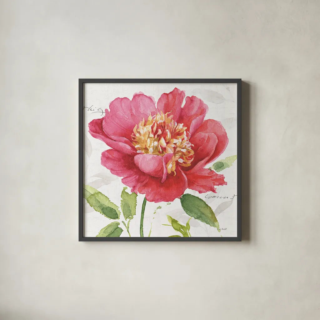 Pink Garden II by Lisa Audit. Shown in a sleek black glass frame for a contemporary gallery look. Available as an archival giclee rolled canvas, fine art paper, or poster print. SKU 34780a.