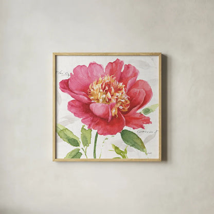 Pink Garden II by Lisa Audit. Shown in a natural wood glass frame for a timeless modern aesthetic. Available as an archival giclee rolled canvas, fine art paper, or poster print. SKU 34780a.