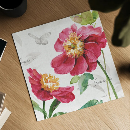 Pink Garden III by Lisa Audit. Shown as a detailed flat fine art print, highlighting archival giclee quality. Available as an archival giclee rolled canvas, fine art paper, or poster print. SKU 34781a.