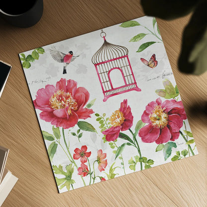 Pink Garden IV by Lisa Audit. Shown as a detailed flat fine art print, highlighting archival giclee quality. Available as an archival giclee rolled canvas, fine art paper, or poster print. SKU 34782a.