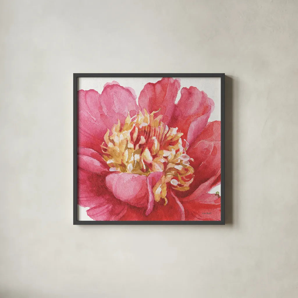 Pink Garden V by Lisa Audit. Shown in a sleek black glass frame for a contemporary gallery look. Available as an archival giclee rolled canvas, fine art paper, or poster print. SKU 34786a.