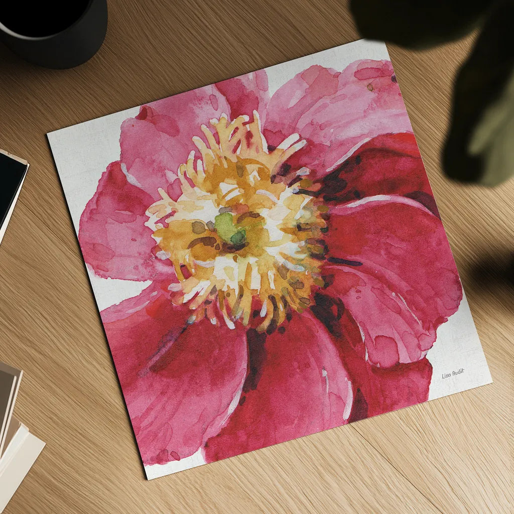 Pink Garden VI by Lisa Audit. Shown as a detailed flat fine art print, highlighting archival giclee quality. Available as an archival giclee rolled canvas, fine art paper, or poster print. SKU 43591a.