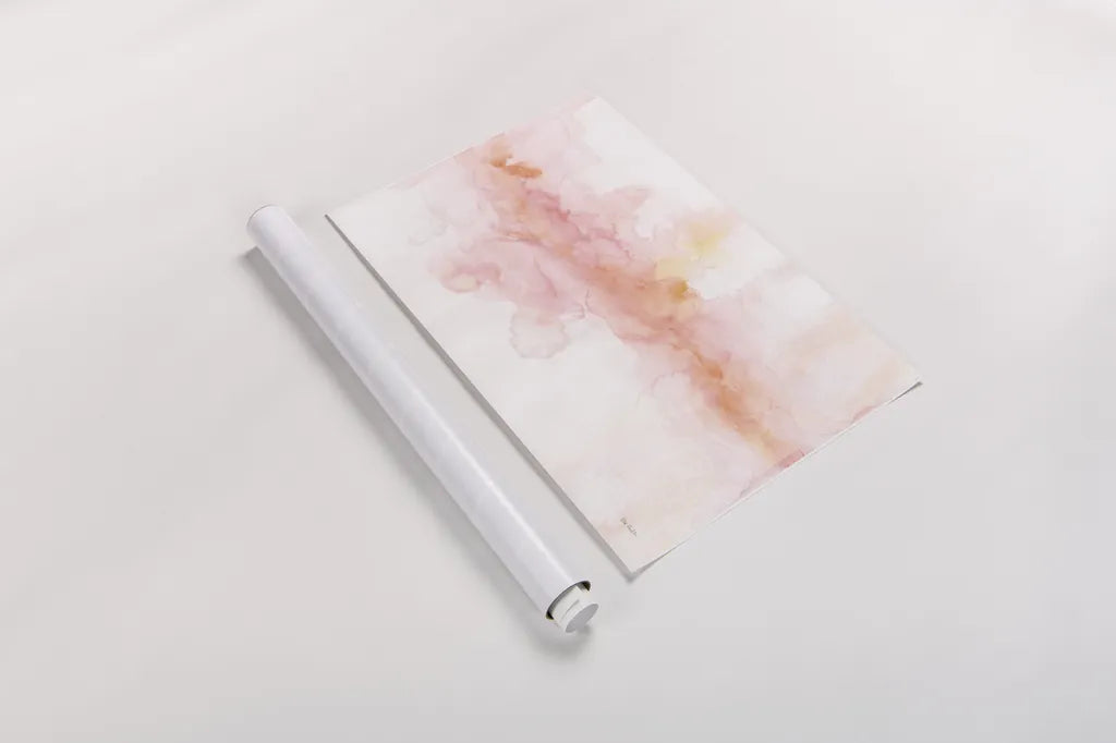 Rainbow Seeds Abstract Blush Crop by Lisa Audit. shown as a rolled paper print. Available as archival giclee rolled canvas, fine art paper, or poster print. SKU 27516i.