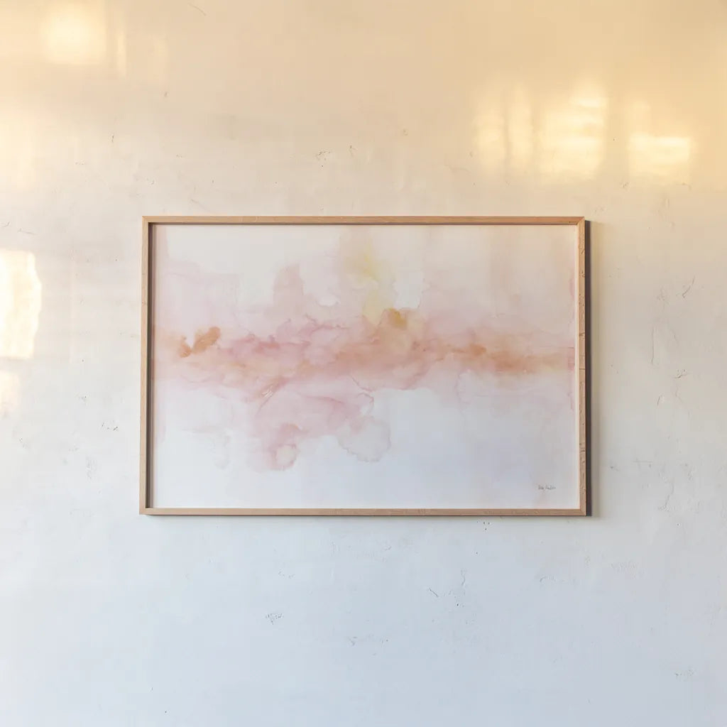 Rainbow Seeds Abstract Blush Crop by Lisa Audit. shown as a paper print in a natural frame. Available as a archival giclee rolled canvas, fine art paper, or poster print. SKU 27516i.