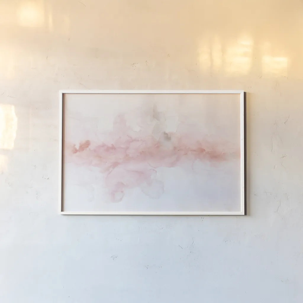 Rainbow Seeds Abstract Blush Gray Crop by Lisa Audit. shown as a paper print in a white frame. Available as a archival giclee rolled canvas, fine art paper, or poster print. SKU 43573i.