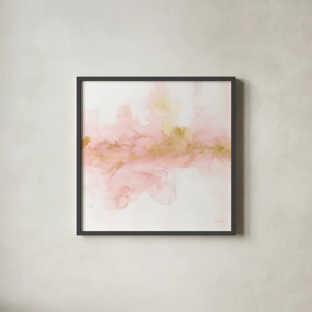 Rainbow Seeds Abstract Gold Sq by Lisa Audit. Shown in a sleek black glass frame for a contemporary gallery look. Available as an archival giclee rolled canvas, fine art paper, or poster print. SKU 71366a.