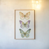 Rainbow Seeds Butterflies Fall II by Lisa Audit. shown as a paper print in a natural frame. Available as a archival giclee rolled canvas, fine art paper, or poster print. SKU 102340h.