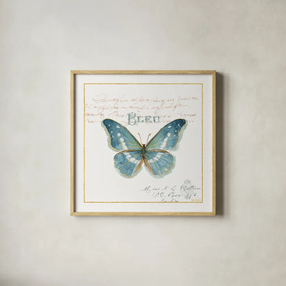 Rainbow Seeds Butterflies V by Lisa Audit. Shown in a natural wood glass frame for a timeless modern aesthetic. Available as an archival giclee rolled canvas, fine art paper, or poster print. SKU 22231a.