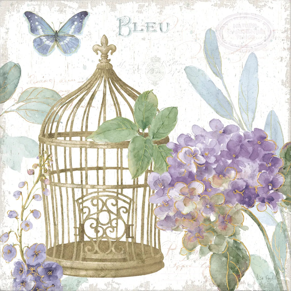 Rainbow Seeds Floral Birdcage II v2 by Lisa Audit. SKU 87449a. Archival Giclee Fine art print for wall decor.