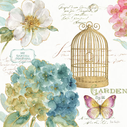 Rainbow Seeds Floral Birdcage III by Lisa Audit. SKU 23430a. Archival Giclee Fine art print for wall decor.