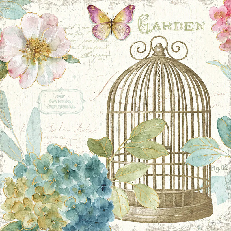 Rainbow Seeds Floral Birdcage III v2 by Lisa Audit. SKU 18823a. Archival Giclee Fine art print for wall decor.