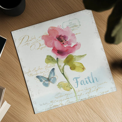 Rainbow Seeds Floral VI Faith Sq by Lisa Audit. Shown as a detailed flat fine art print, highlighting archival giclee quality. Available as an archival giclee rolled canvas, fine art paper, or poster print. SKU 63971a.