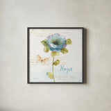 Rainbow Seeds Floral VII Hope Sq by Lisa Audit. Shown in a sleek black glass frame for a contemporary gallery look. Available as an archival giclee rolled canvas, fine art paper, or poster print. SKU 63972a.