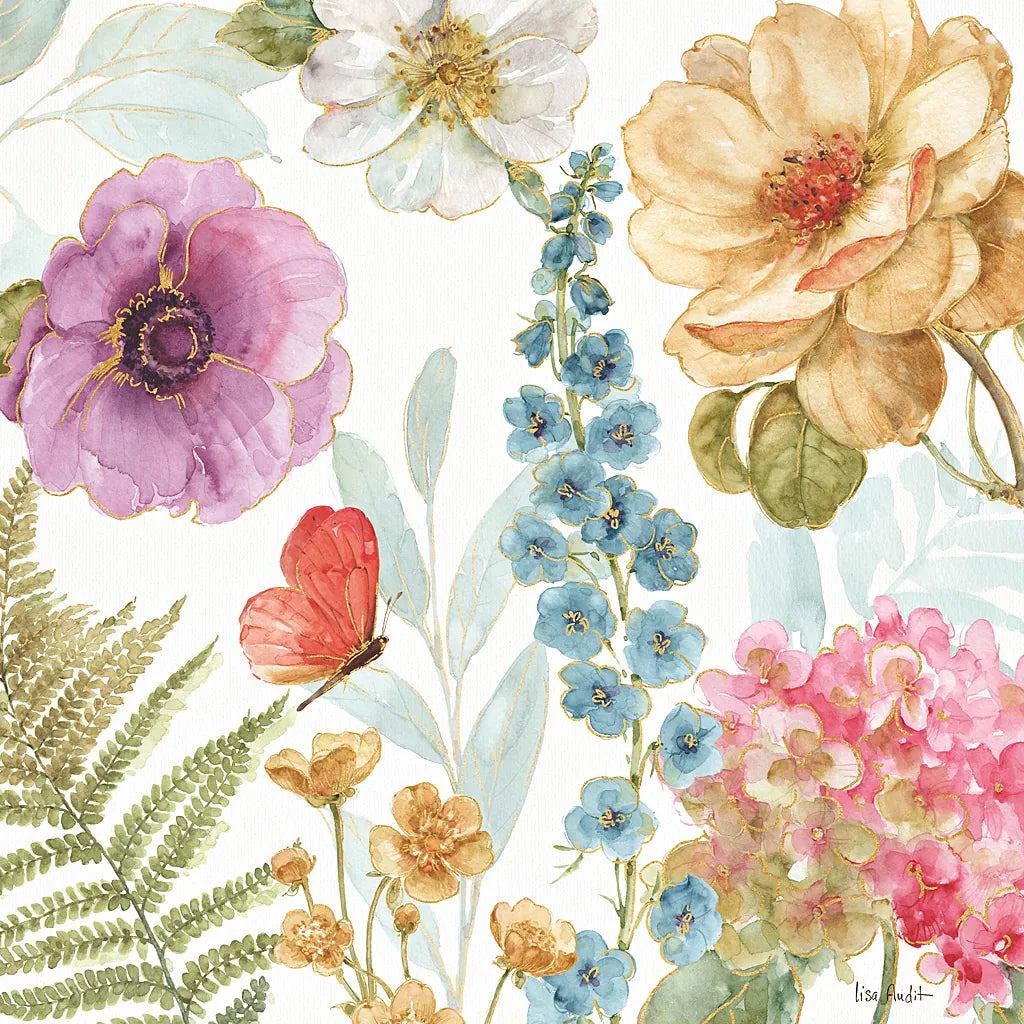 Rainbow Seeds Flowers III by Lisa Audit. SKU 20431a. Archival Giclee Fine art print for wall decor.