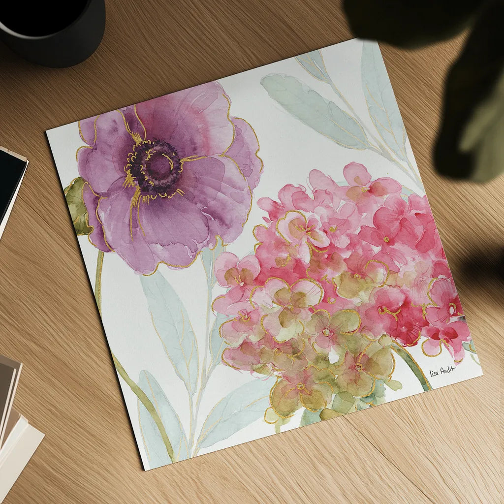 Rainbow Seeds Flowers V by Lisa Audit. Shown as a detailed flat fine art print, highlighting archival giclee quality. Available as an archival giclee rolled canvas, fine art paper, or poster print. SKU 22230a.