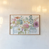 Rainbow Seeds Flowers X by Lisa Audit. shown as a paper print in a natural frame. Available as a archival giclee rolled canvas, fine art paper, or poster print. SKU 28860i.