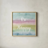 Rainbow Seeds Painted Pattern XIV Cool Happy by Lisa Audit. Shown in a natural wood glass frame for a timeless modern aesthetic. Available as an archival giclee rolled canvas, fine art paper, or poster print. SKU 23434a.