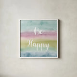 Rainbow Seeds Painted Pattern XIV Cool Happy by Lisa Audit. Shown in a crisp white glass frame for a clean and minimalist style. Available as an archival giclee rolled canvas, fine art paper, or poster print. SKU 23434a.