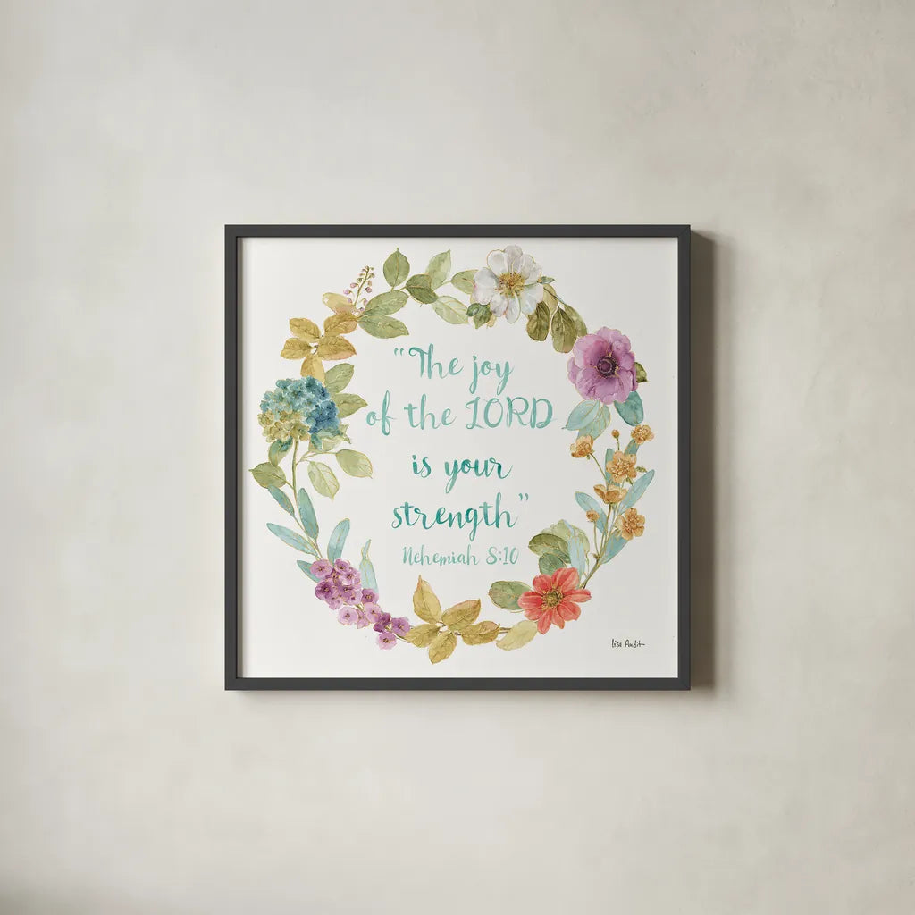 Rainbow Seeds Proverb I by Lisa Audit. Shown in a sleek black glass frame for a contemporary gallery look. Available as an archival giclee rolled canvas, fine art paper, or poster print. SKU 37132a.