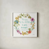 Rainbow Seeds Proverb I by Lisa Audit. Shown in a crisp white glass frame for a clean and minimalist style. Available as an archival giclee rolled canvas, fine art paper, or poster print. SKU 37132a.