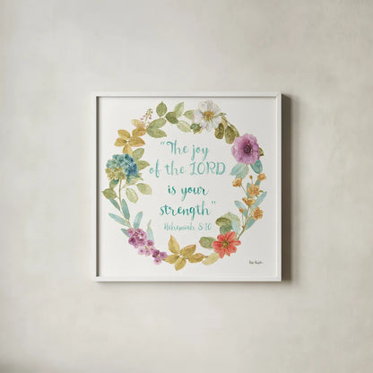 Rainbow Seeds Proverb I by Lisa Audit. Shown in a crisp white glass frame for a clean and minimalist style. Available as an archival giclee rolled canvas, fine art paper, or poster print. SKU 37132a.